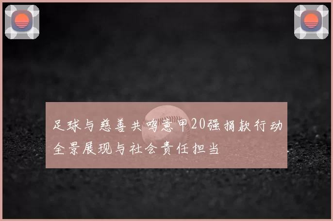 足球与慈善共鸣意甲20强捐款行动全景展现与社会责任担当